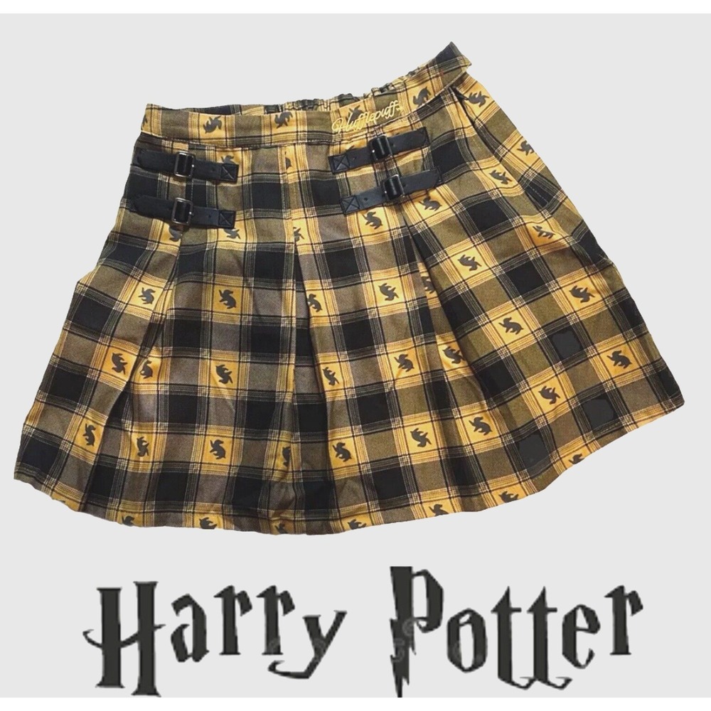 Harry Potter Pleated Plaid skirt Buckles Accents Women's Size Medium Embroidered - Picture 1 of 11